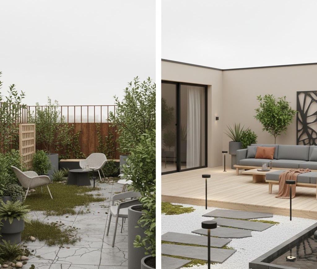 Modern trädgård i Stockholm